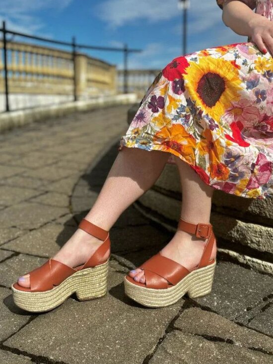 ALOHAS Shoes - ALOHAS Lyla Leather Espadrille Platform Sandals Size 39 US 8 8.5 Brown NEW $210